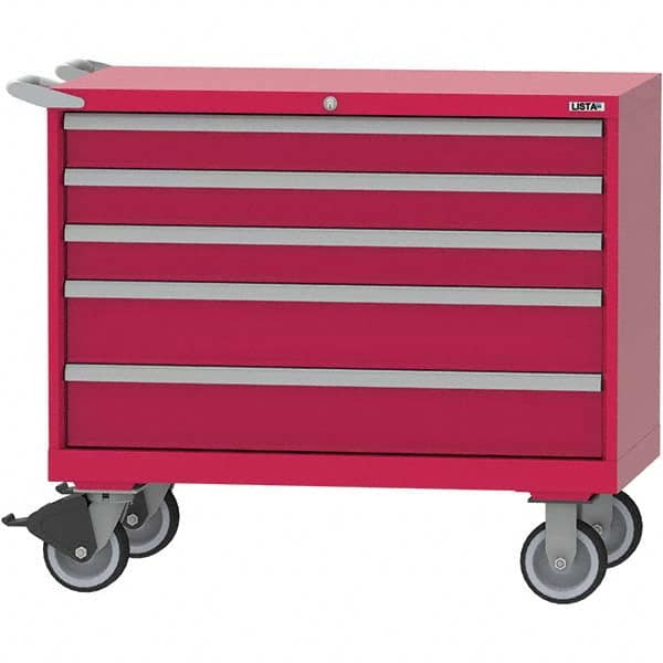 LISTA - 5 Drawer, 84 Compartment Red Steel Modular Storage Cabinet - Americas Industrial Supply