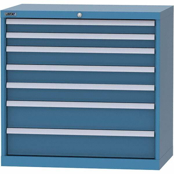 LISTA - 7 Drawer, 84 Compartment Bright Blue Steel Modular Storage Cabinet - Americas Industrial Supply