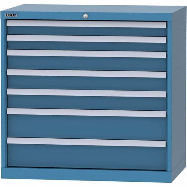LISTA - 7 Drawer, 84 Compartment Bright Blue Steel Modular Storage Cabinet - Americas Industrial Supply
