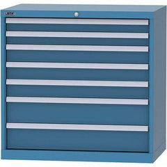 LISTA - 7 Drawer, 84 Compartment Bright Blue Steel Modular Storage Cabinet - Americas Industrial Supply