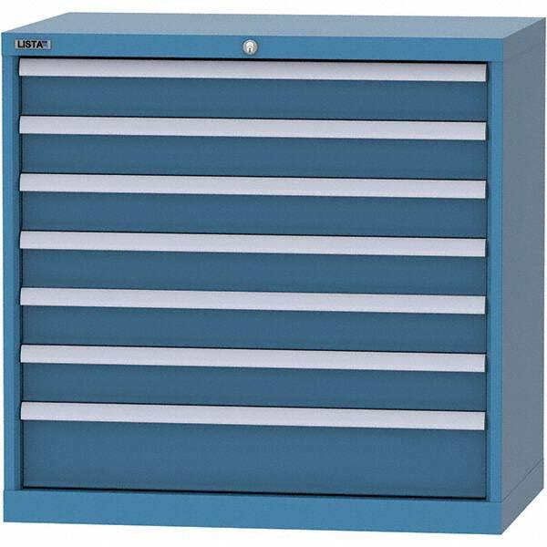 LISTA - 7 Drawer, 84 Compartment Bright Blue Steel Modular Storage Cabinet - Americas Industrial Supply