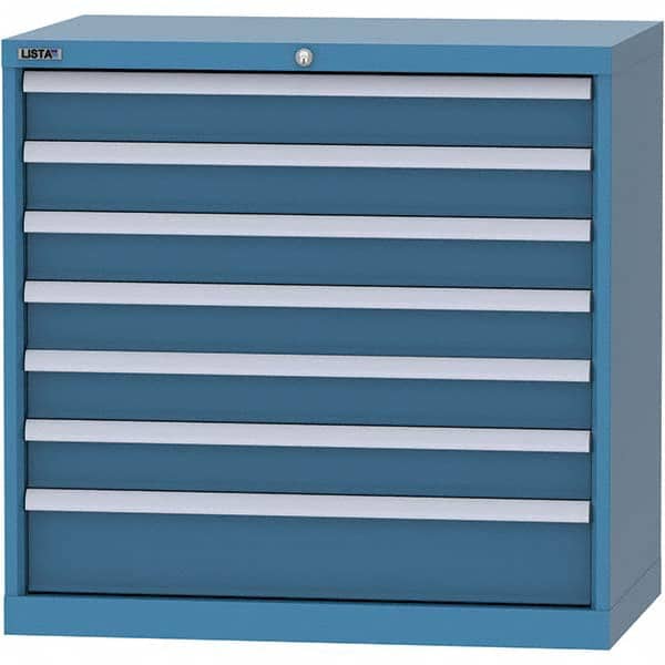 LISTA - 7 Drawer, 84 Compartment Bright Blue Steel Modular Storage Cabinet - Americas Industrial Supply
