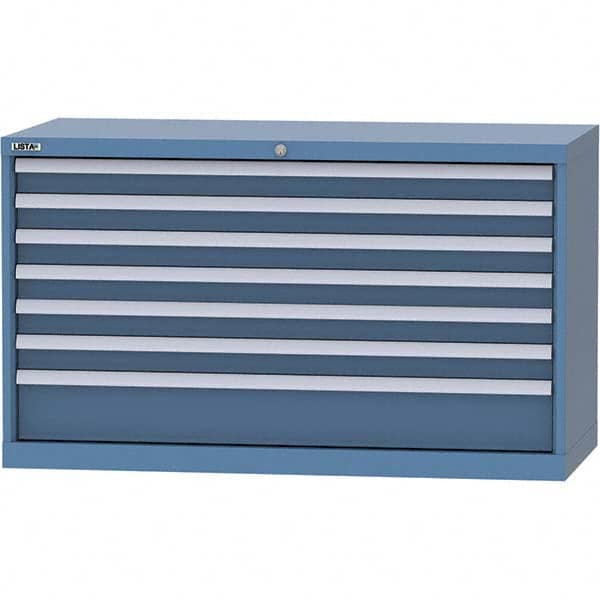 LISTA - 7 Drawer, 99 Compartment Bright Blue Steel Modular Storage Cabinet - Americas Industrial Supply