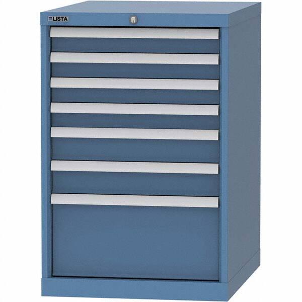 LISTA - 7 Drawer, 99 Compartment Bright Blue Steel Modular Storage Cabinet - Americas Industrial Supply