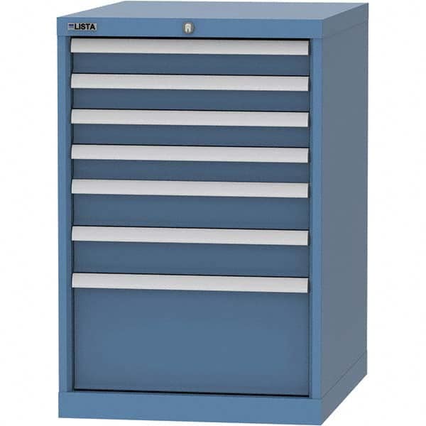 LISTA - 7 Drawer, 99 Compartment Bright Blue Steel Modular Storage Cabinet - Americas Industrial Supply