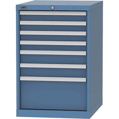 LISTA - 7 Drawer, 99 Compartment Bright Blue Steel Modular Storage Cabinet - Americas Industrial Supply