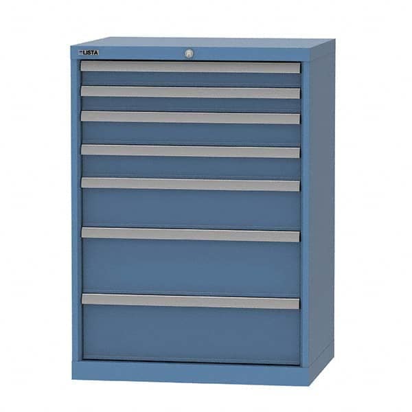 LISTA - 7 Drawer, 124 Compartment Bright Blue Steel Modular Storage Cabinet - Americas Industrial Supply