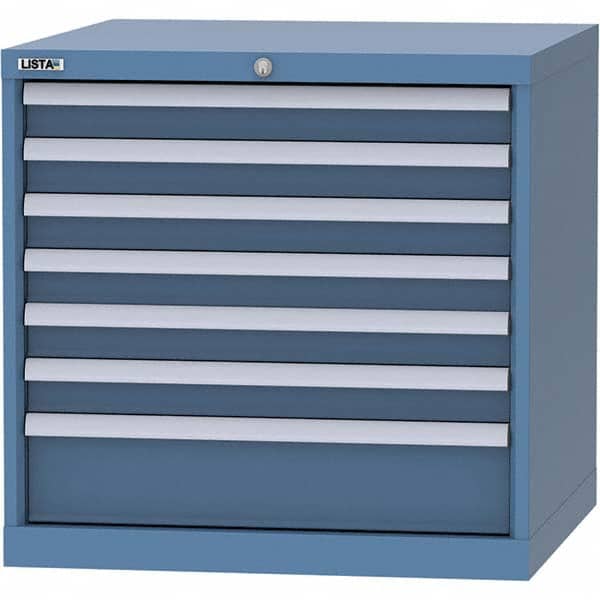 LISTA - 7 Drawer, 45 Compartment Bright Blue Steel Modular Storage Cabinet - Americas Industrial Supply