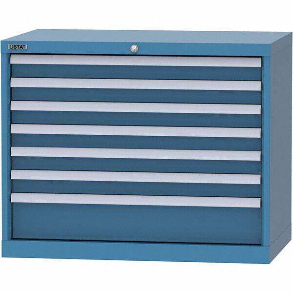 LISTA - 7 Drawer, 84 Compartment Bright Blue Steel Modular Storage Cabinet - Americas Industrial Supply