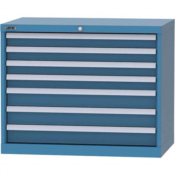 LISTA - 7 Drawer, 84 Compartment Bright Blue Steel Modular Storage Cabinet - Americas Industrial Supply