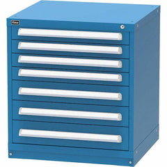 Vidmar - 7 Drawer, 124 Compartment Bright Blue Steel Modular Storage Cabinet - Americas Industrial Supply