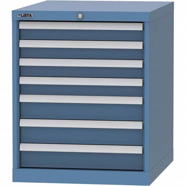 LISTA - 7 Drawer, 99 Compartment Bright Blue Steel Modular Storage Cabinet - Americas Industrial Supply