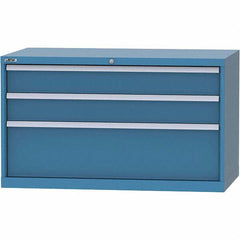 LISTA - 3 Drawer, 99 Compartment Bright Blue Steel Modular Storage Cabinet - Americas Industrial Supply