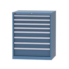 LISTA - 7 Drawer, 124 Compartment Bright Blue Steel Modular Storage Cabinet - Americas Industrial Supply