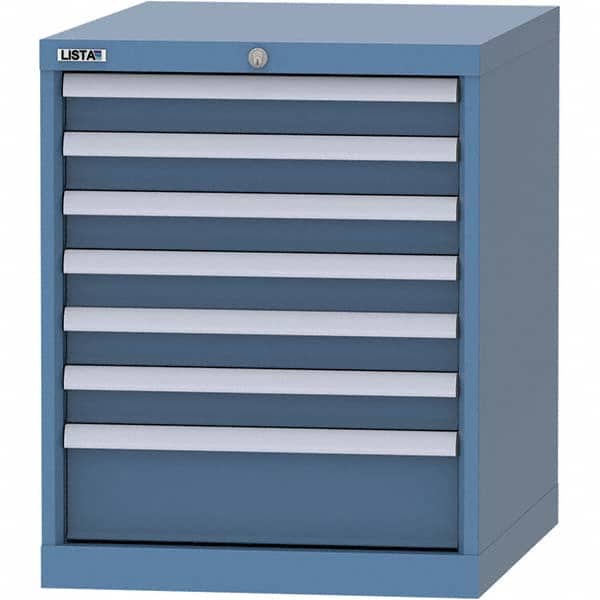LISTA - 7 Drawer, 99 Compartment Bright Blue Steel Modular Storage Cabinet - Americas Industrial Supply