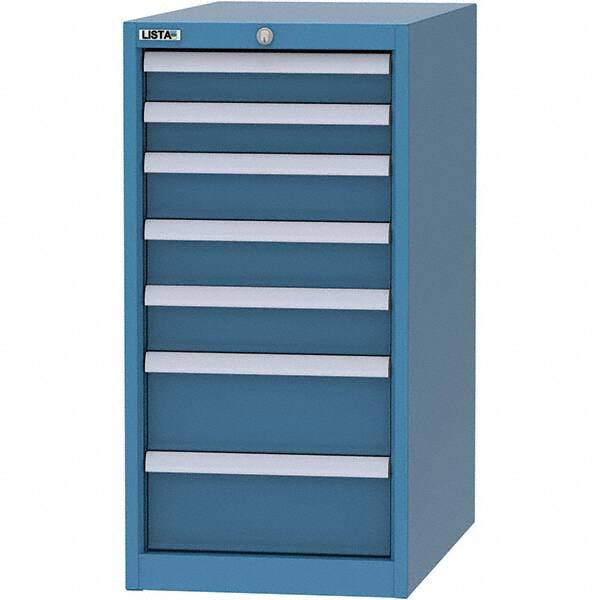 LISTA - 7 Drawer, 45 Compartment Bright Blue Steel Modular Storage Cabinet - Americas Industrial Supply