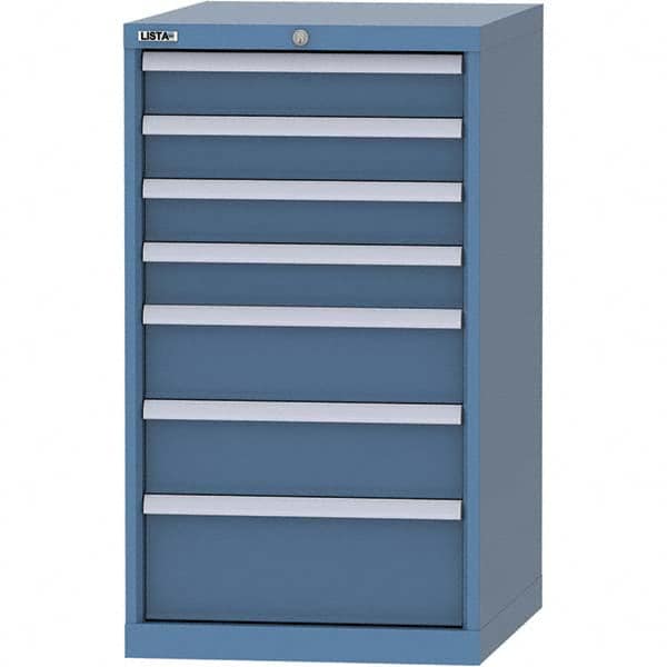 LISTA - 7 Drawer, 99 Compartment Bright Blue Steel Modular Storage Cabinet - Americas Industrial Supply