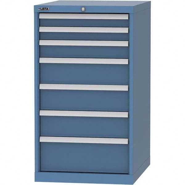 LISTA - 7 Drawer, 99 Compartment Bright Blue Steel Modular Storage Cabinet - Americas Industrial Supply