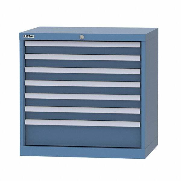 LISTA - 7 Drawer, 124 Compartment Bright Blue Steel Modular Storage Cabinet - Americas Industrial Supply