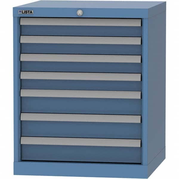 LISTA - 7 Drawer, 84 Compartment Bright Blue Steel Modular Storage Cabinet - Americas Industrial Supply