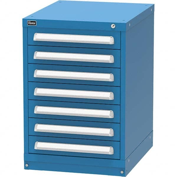 Vidmar - 7 Drawer, 45 Compartment Bright Blue Steel Modular Storage Cabinet - Americas Industrial Supply