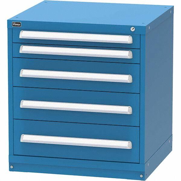 Vidmar - 5 Drawer, 124 Compartment Bright Blue Steel Modular Storage Cabinet - Americas Industrial Supply