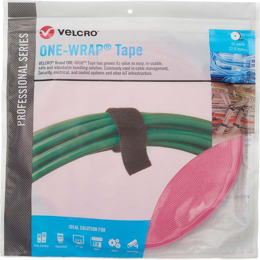 Velcro Brand - Cable Ties; Cable Tie Type: Reusable Cable Tie ; Material: Hook and Loop ; Color: Erica Violet ; Overall Length (Feet): 75 ; Overall Length (Decimal Inch): 300.00000 ; Maximum Bundle Diameter (Inch): 0.75 - Exact Industrial Supply