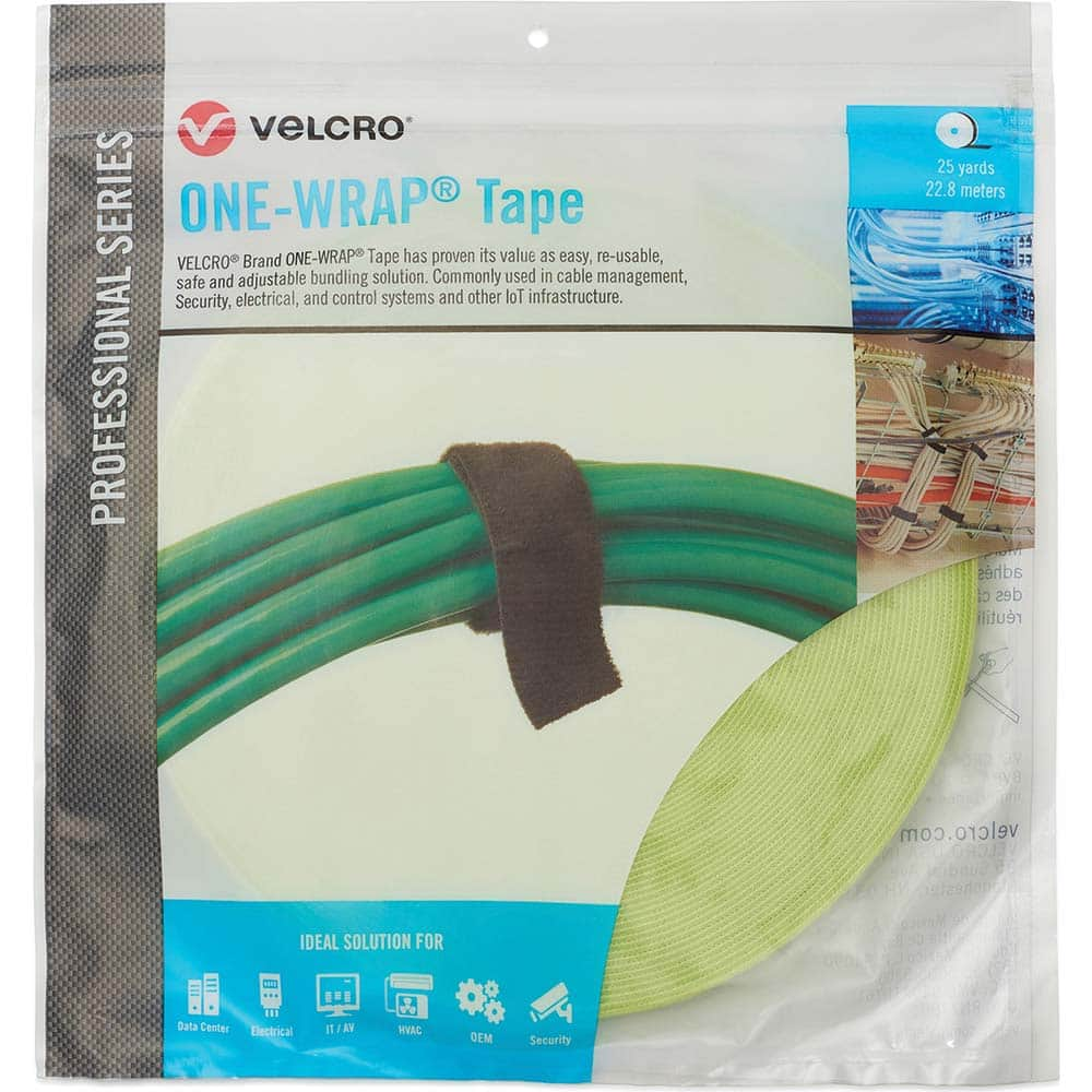 Velcro Brand - Cable Ties; Cable Tie Type: Reusable Cable Tie ; Material: Hook and Loop ; Color: OM5 Green ; Overall Length (Feet): 75 ; Overall Length (Decimal Inch): 300.00000 ; Maximum Bundle Diameter (Inch): 0.5 - Exact Industrial Supply