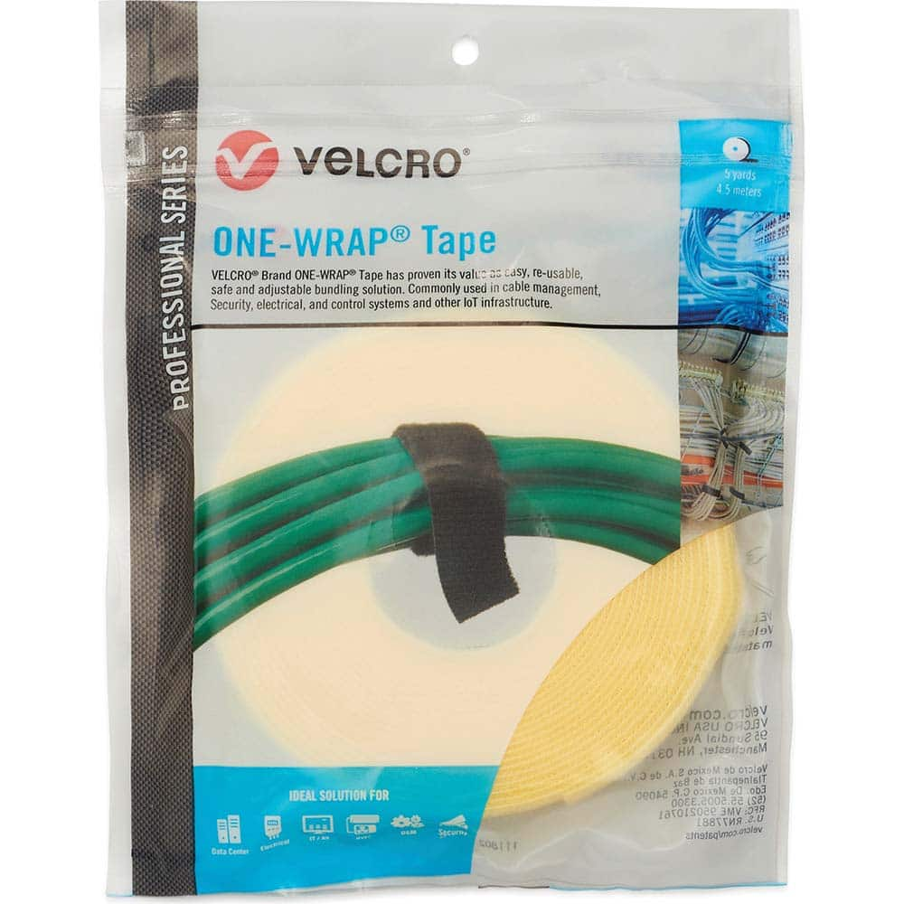 Velcro Brand - Cable Ties; Cable Tie Type: Reusable Cable Tie ; Material: Hook and Loop ; Color: Mimosa Yellow ; Overall Length (Feet): 15 ; Overall Length (Decimal Inch): 180.00000 ; Maximum Bundle Diameter (Inch): 0.75 - Exact Industrial Supply