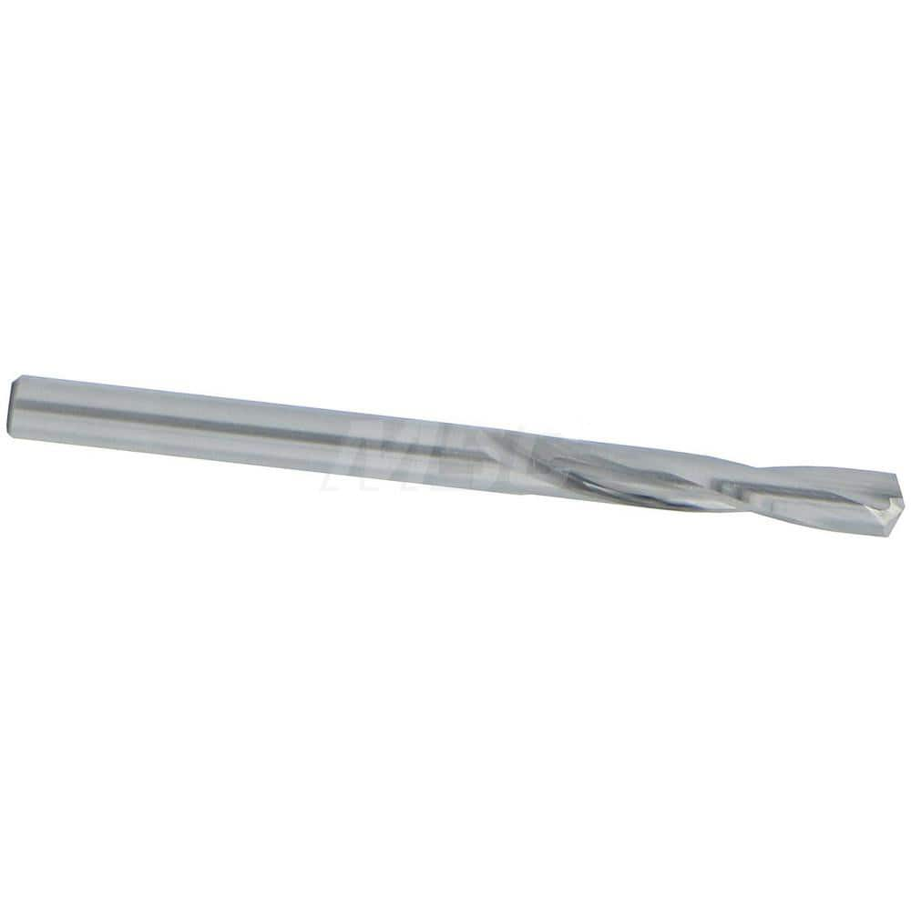 Screw Machine Length Drill Bit: 0.154″ Dia, 135 °, Solid Carbide Bright/Uncoated, Right Hand Cut, Straight-Cylindrical Shank