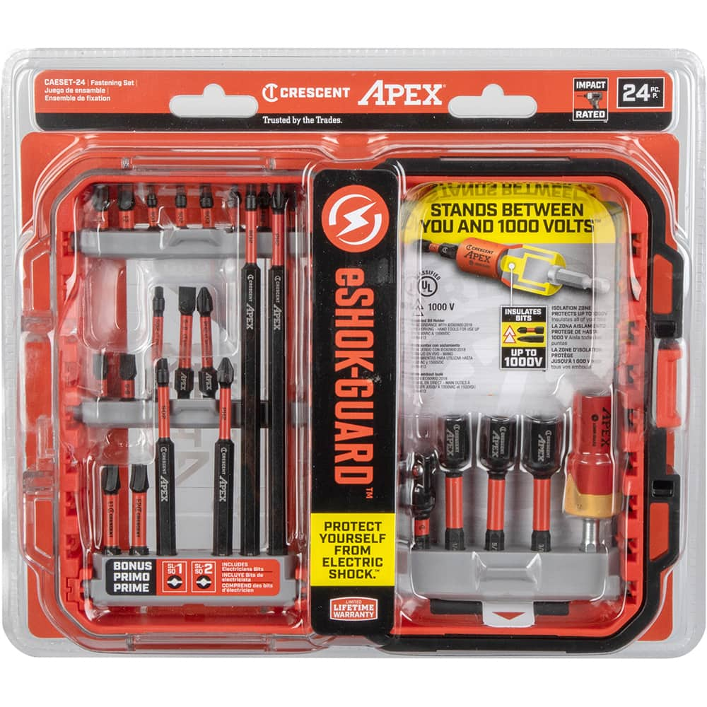 Apex - Power & Impact Screwdriver Bit Sets; Point Type: Phillips, Slotted, Torx, Square ; Tool Type: Fastening Bit Set ; Bit Type: Phillips/Slotted ; Drive Size: 1/4 ; Overall Length Range: Less than 9" ; Overall Length (Inch): 10.433 - Exact Industrial Supply