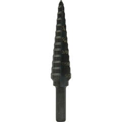 Greenlee - Step Drill Bits; Minimum Hole Diameter (Inch): 1/8 ; Maximum Hole Diameter (Inch): 1/2 ; Drill Bit Material: Steel ; Drill Bit Finish/Coating: Steam Oxide ; Number of Hole Sizes: 13 ; Shank Type: 3-Flat - Exact Industrial Supply