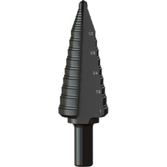 Greenlee - Step Drill Bits; Minimum Hole Diameter (Inch): 3/16 ; Maximum Hole Diameter (Inch): 1 ; Drill Bit Material: Steel ; Drill Bit Finish/Coating: Steam Oxide ; Number of Hole Sizes: 10 ; Shank Type: 3-Flat - Exact Industrial Supply