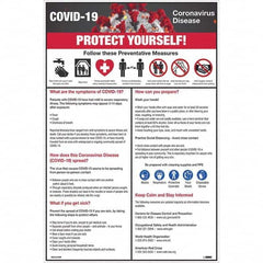 NMC - 1 5-Piece "COVID-19 - PROTECT YOURSELF!", 12" Wide x 18" High, Paper Safety Sign - Americas Industrial Supply