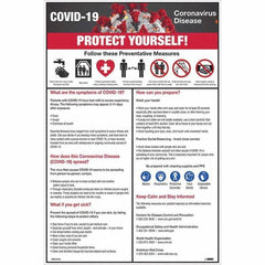 NMC - "COVID-19 - PROTECT YOURSELF!", 12" Wide x 18" High, Pressure-Sensitive Vinyl Safety Sign - Americas Industrial Supply