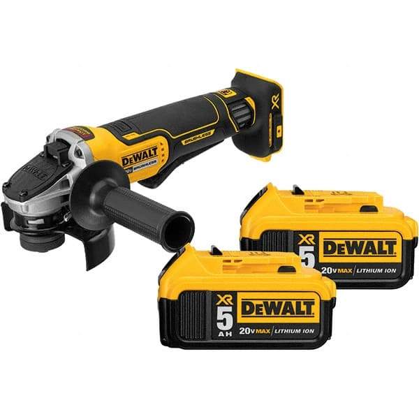 DeWALT - 4-1/2" Wheel Diam, 9,000 RPM, Cordless Angle & Disc Grinder - 5/8-11 Spindle, 20 Volts - Americas Industrial Supply