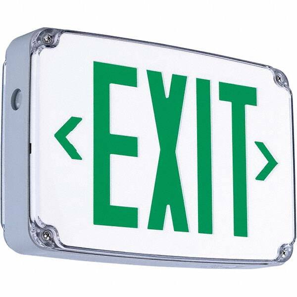 Hubbell Lighting - Illuminated Exit Signs Number of Faces: 2 Letter Color: Green - Americas Industrial Supply