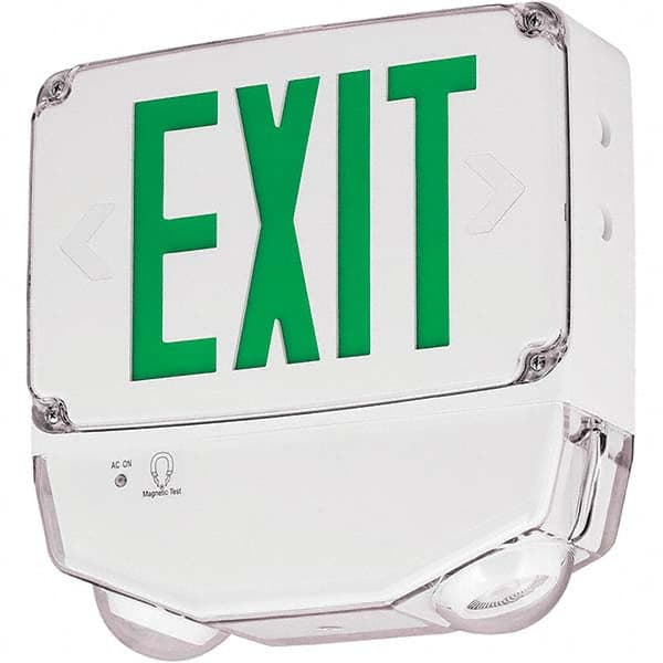 Hubbell Lighting - Illuminated Exit Signs Number of Faces: 2 Letter Color: Green - Americas Industrial Supply