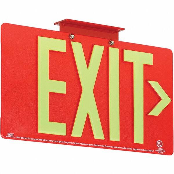 Hubbell Lighting - Illuminated Exit Signs Number of Faces: 1 Letter Color: Photoluminescent - Americas Industrial Supply