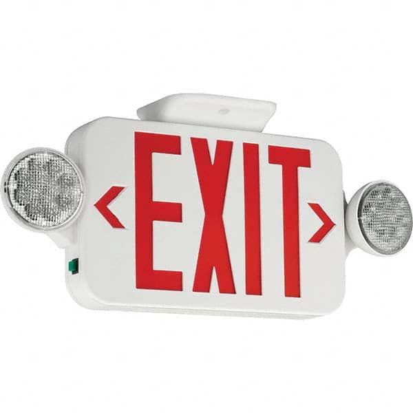 Hubbell Lighting - Combination Exit Signs Mounting Type: Wall Mount; Ceiling Mount Number of Faces: 1 - Americas Industrial Supply