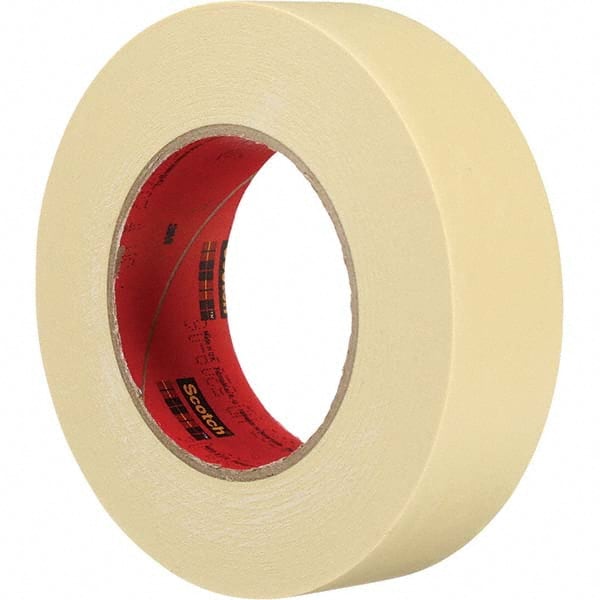 Masking Tape: 60 yd Long, 7.6 mil Thick, Tan Crepe Paper, Rubber Adhesive, 28 lb/in Tensile Strength