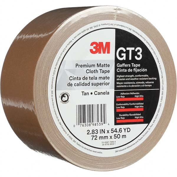 3M - 50m x 72mm x 11 mil Tan Cotton Cloth Gaffers Tape - Americas Industrial Supply