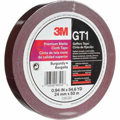 3M - 50m x 24mm x 11 mil Burgundy Cotton Cloth Gaffers Tape - Americas Industrial Supply