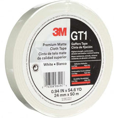 3M - 50m x 24mm x 11 mil White Cotton Cloth Gaffers Tape - Americas Industrial Supply