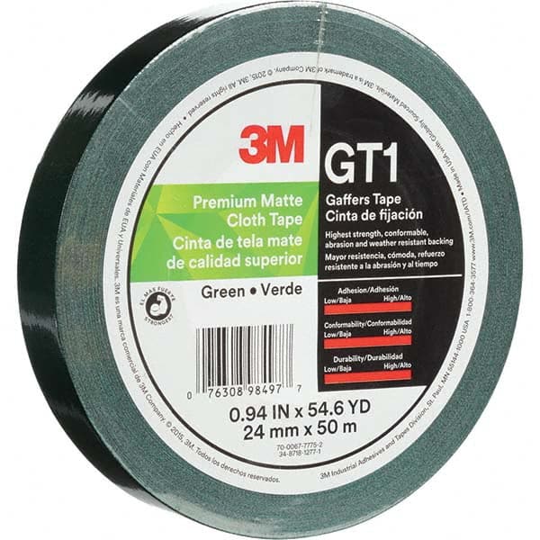 3M - 50m x 24mm x 11 mil Green Cotton Cloth Gaffers Tape - Americas Industrial Supply