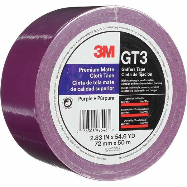 3M - 50m x 72mm x 11 mil Purple Cotton Cloth Gaffers Tape - Americas Industrial Supply