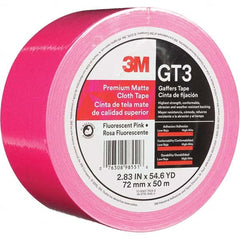 3M - 50m x 72mm x 11 mil Fluorescent Pink Cotton Cloth Gaffers Tape - Americas Industrial Supply