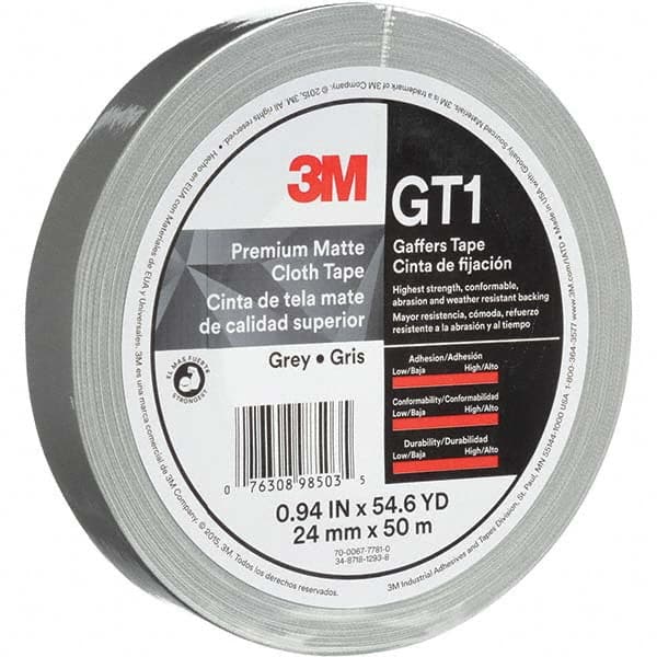 3M - 50m x 24mm x 11 mil Gray Cotton Cloth Gaffers Tape - Americas Industrial Supply