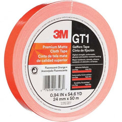 3M - 50m x 24mm x 11 mil Fluorescent Orange Cotton Cloth Gaffers Tape - Americas Industrial Supply