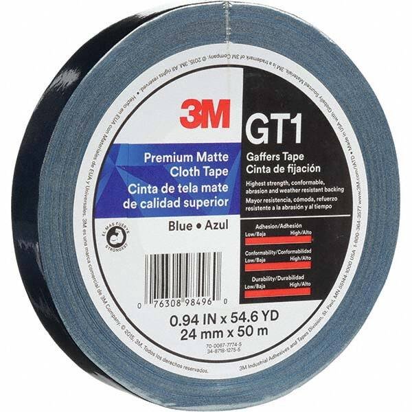 3M - 50m x 24mm x 11 mil Blue Cotton Cloth Gaffers Tape - Americas Industrial Supply